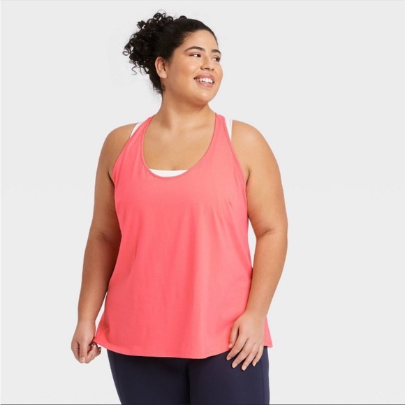 Women's Plus Size Skinny Racerback Tank Top - All in Motion - Coral - 2X - Picture 1 of 3